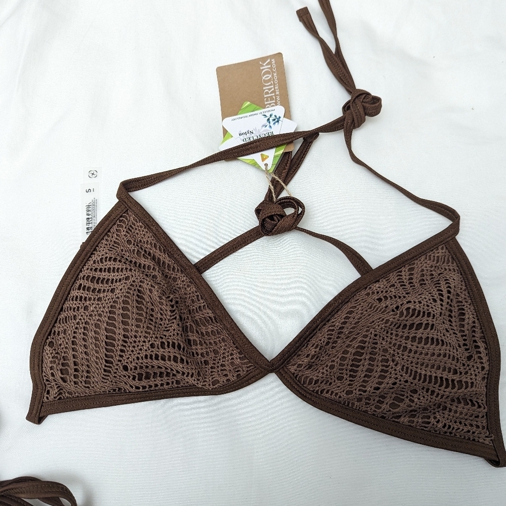 Berlook / BNWT /  Brown Crochet Halter Triangle Bikini - Picture 3 of 4